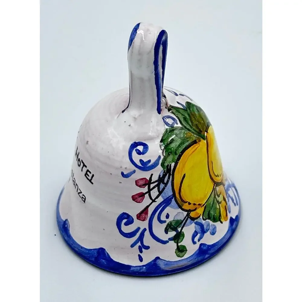 Pottery Signed Bell Italian Ceramic Majolica Hand Painted Giardino di Costanza